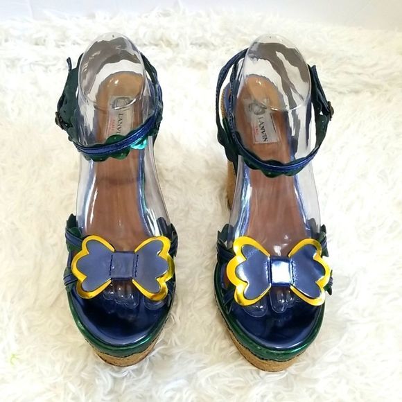 Lanvin Shoes - Lanvin Blue Metallic Espadrilles Sz 10.5